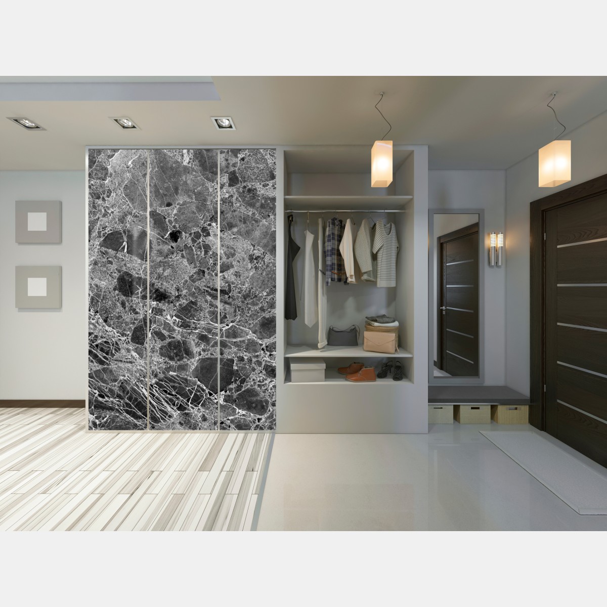 Schrankaufkleber monochrome marmortextur – Wallnifity®