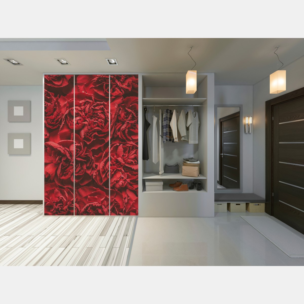 Schrankaufkleber vintage rote nelken blumenmuster – Wallnifity® Schrankaufkleber vintage rote nelken blumenmuster – Wallnifity®