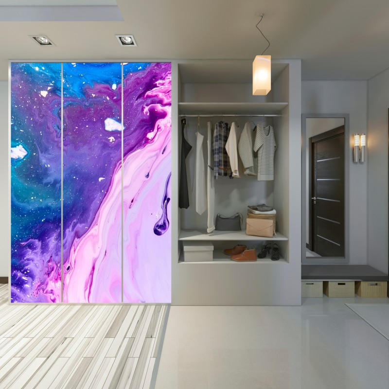 Schrankaufkleber lebendige blau-violette abstrakte acrylmalerei – Wallnifity® Schrankaufkleber lebendige blau-violette abstrakte acrylmalerei – Wallnifity®