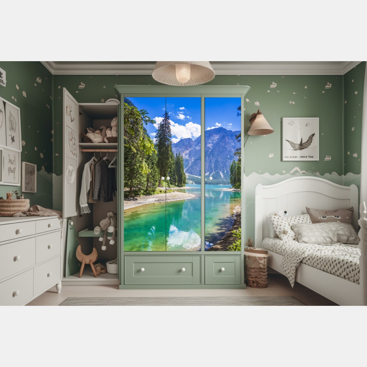 Schrankaufkleber Pragser Wildsee türkisblauer bergsee – Wallnifity® Schrankaufkleber Pragser Wildsee türkisblauer bergsee – Wallnifity®