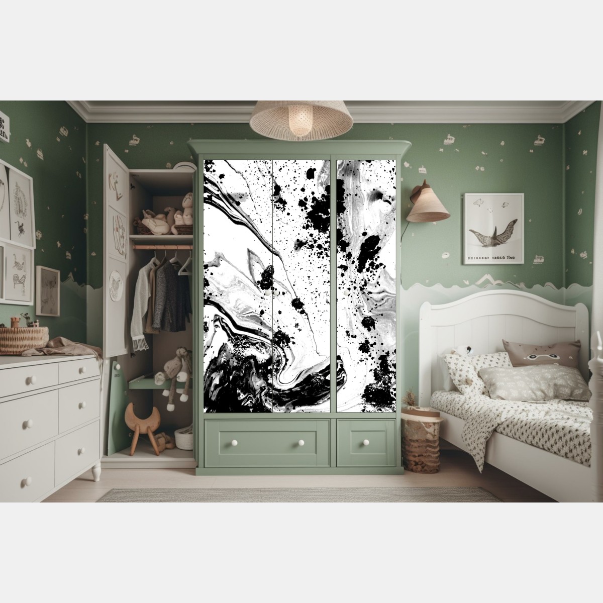 Schrankaufkleber monochromes marmormuster abstrakt – Wallnifity® Schrankaufkleber monochromes marmormuster abstrakt – Wallnifity®