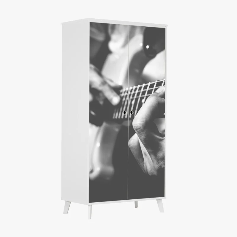 Schrankaufkleber monochrome gitarre nahaufnahme – Wallnifity® Schrankaufkleber monochrome gitarre nahaufnahme – Wallnifity®
