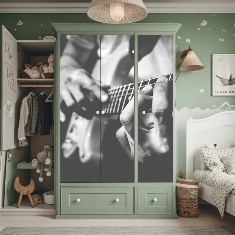 Schrankaufkleber monochrome gitarre nahaufnahme – Wallnifity® Schrankaufkleber monochrome gitarre nahaufnahme – Wallnifity®