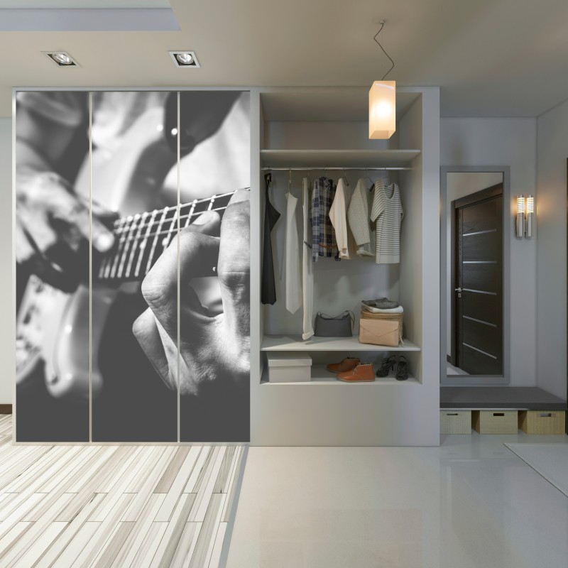 Schrankaufkleber monochrome gitarre nahaufnahme – Wallnifity® Schrankaufkleber monochrome gitarre nahaufnahme – Wallnifity®