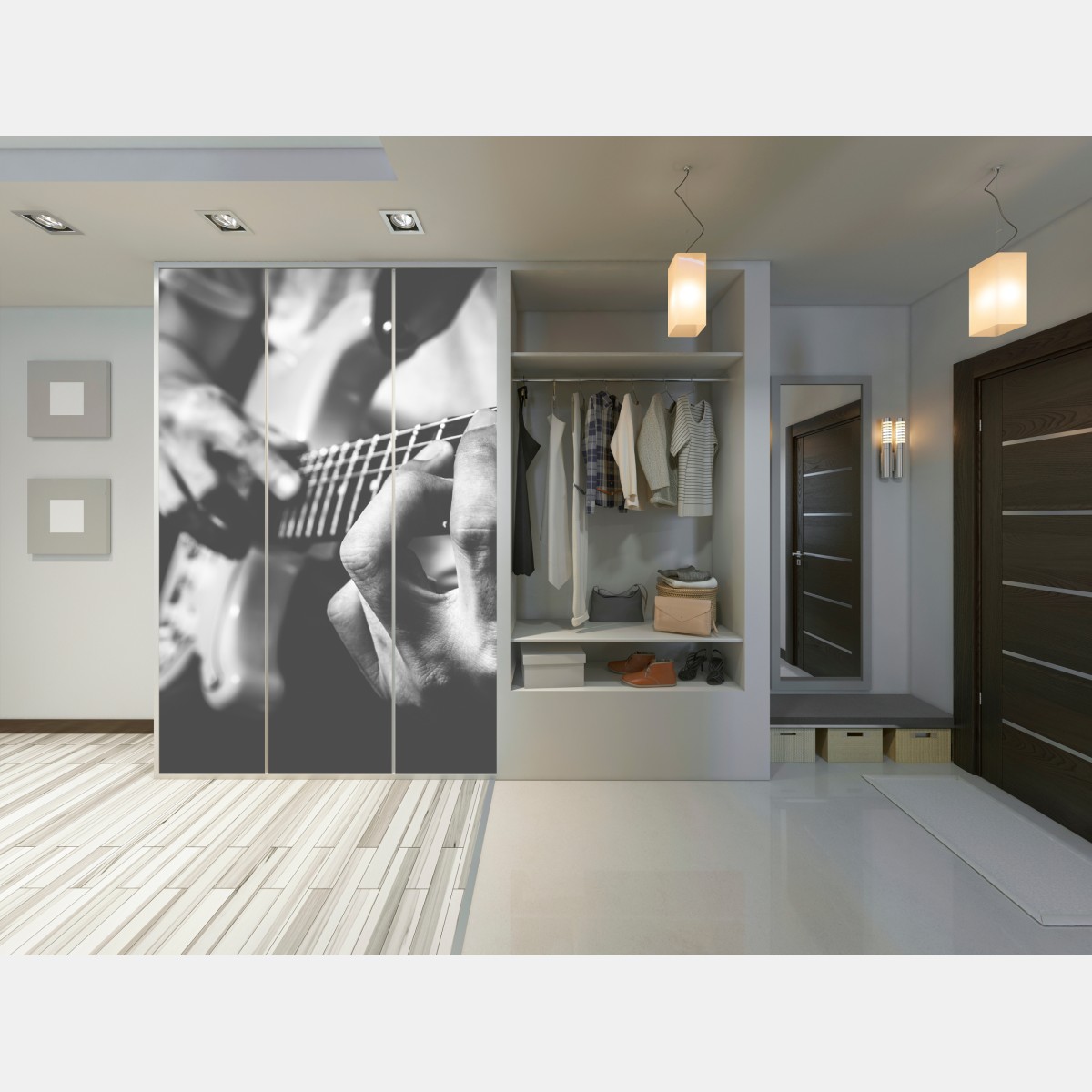 Schrankaufkleber monochrome gitarre nahaufnahme – Wallnifity® Schrankaufkleber monochrome gitarre nahaufnahme – Wallnifity®