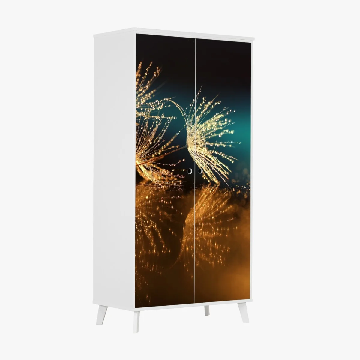 Schrankaufkleber goldene reflexion von löwenzahnsamen – Wallnifity® Schrankaufkleber goldene reflexion von löwenzahnsamen – Wallnifity®