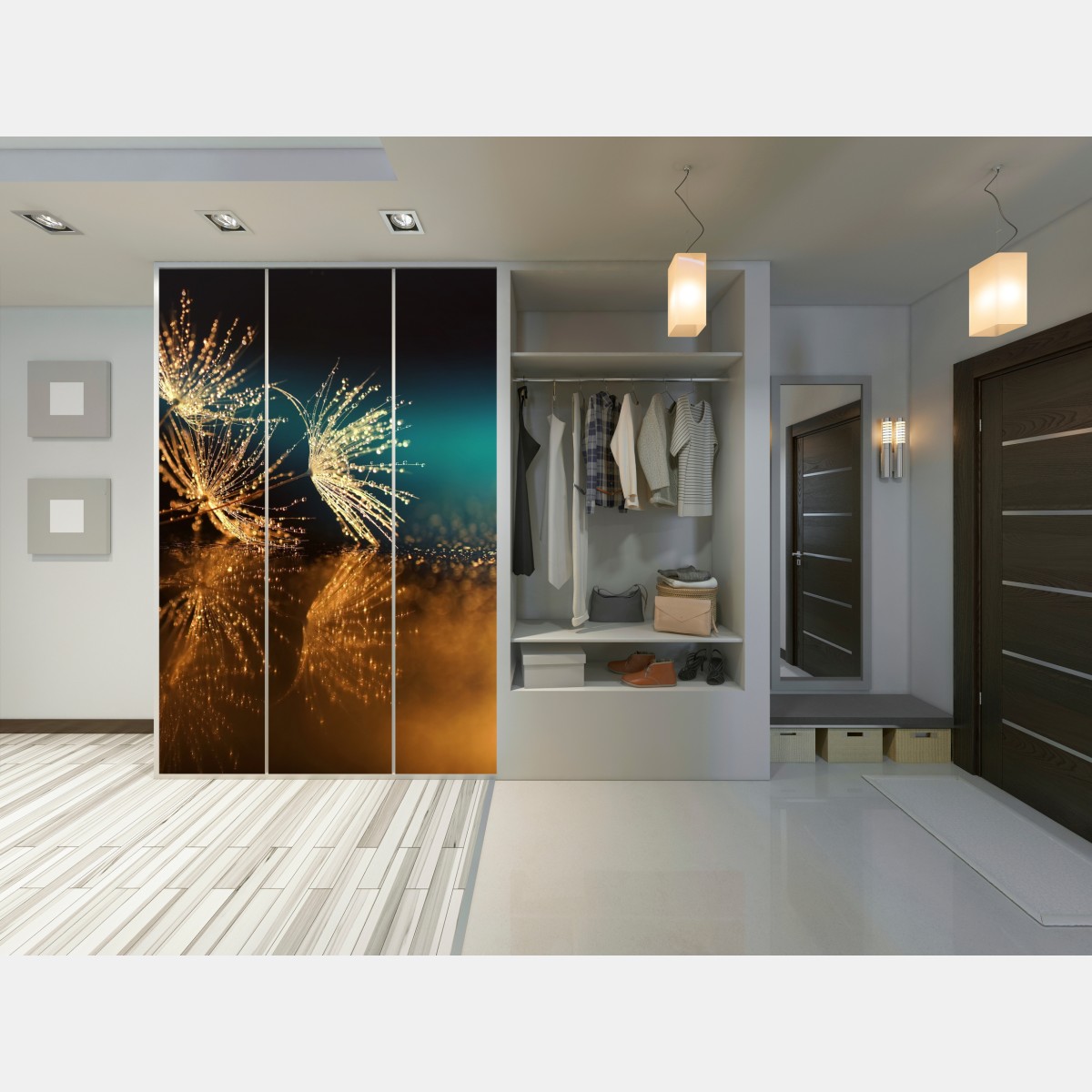 Schrankaufkleber goldene reflexion von löwenzahnsamen – Wallnifity® Schrankaufkleber goldene reflexion von löwenzahnsamen – Wallnifity®