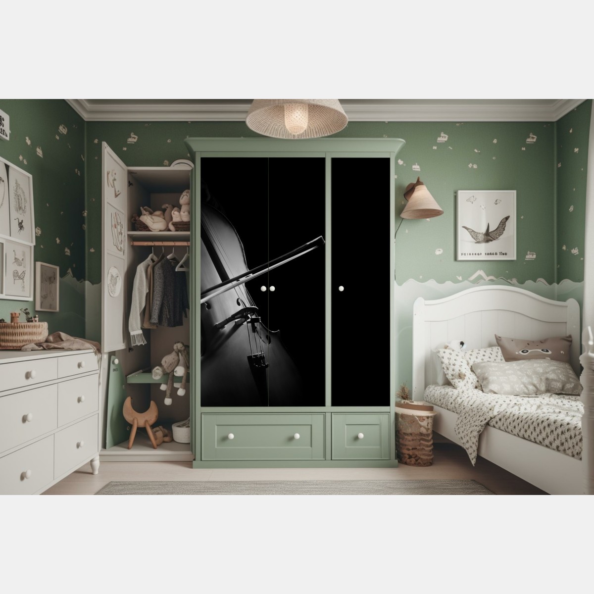 Schrankaufkleber elegantes cello in monochrom – Wallnifity® Schrankaufkleber elegantes cello in monochrom – Wallnifity®