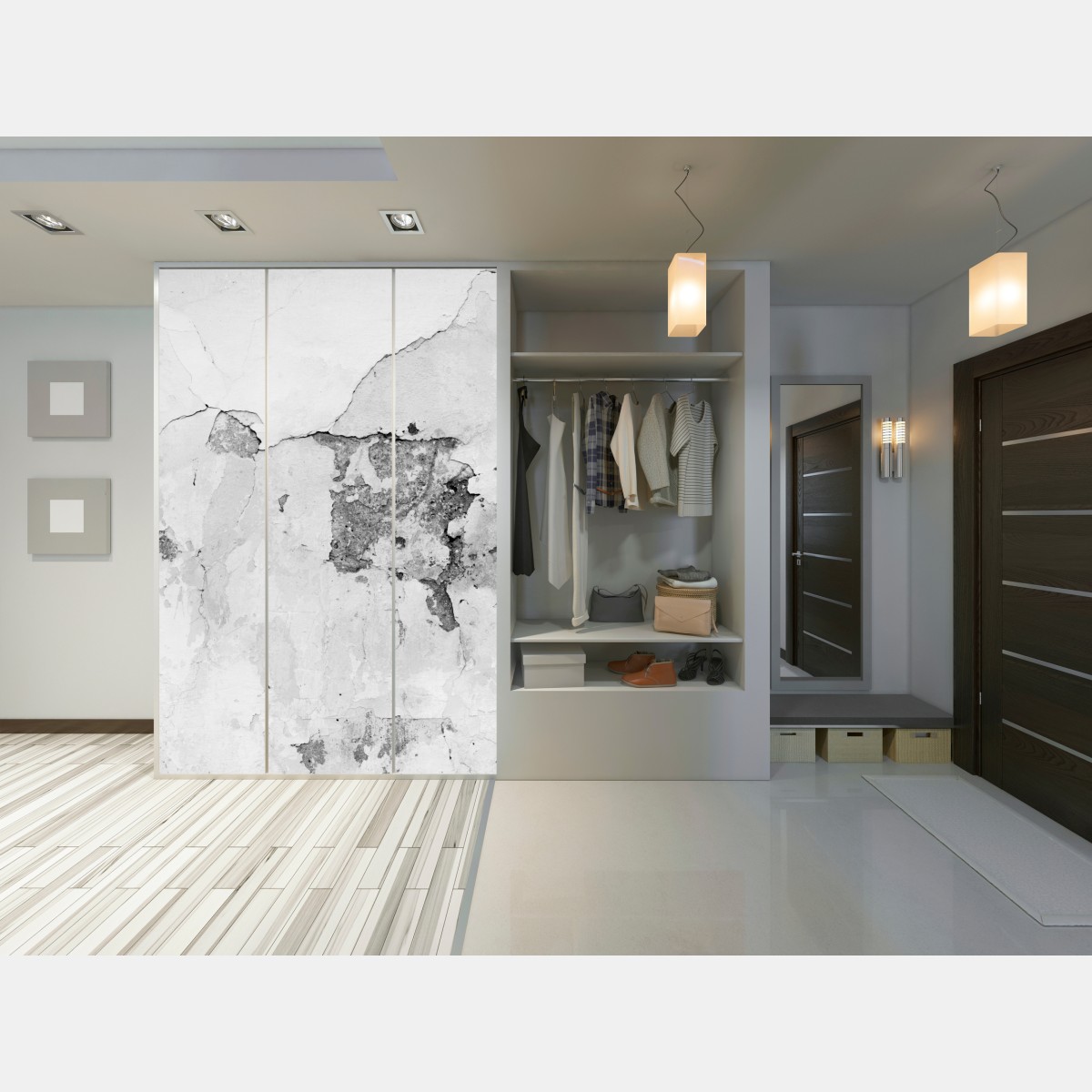 Schrankaufkleber verwitterter putz in grautönen – Wallnifity® Schrankaufkleber verwitterter putz in grautönen – Wallnifity®