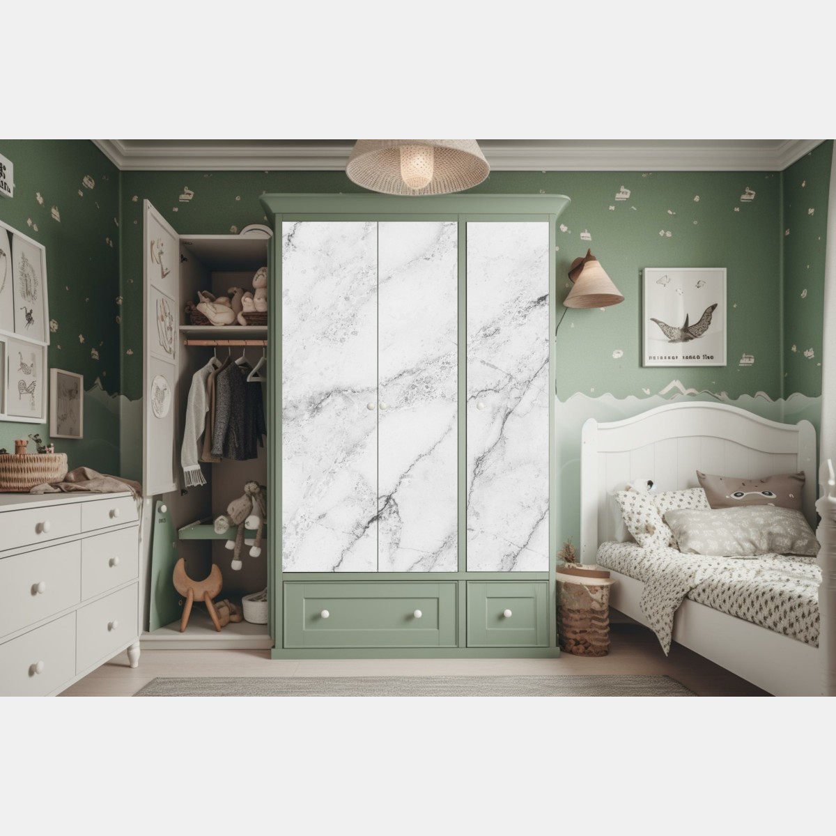 Schrankaufkleber weiße marmortextur mit grauen adern – Wallnifity® Schrankaufkleber weiße marmortextur mit grauen adern – Wallnifity®