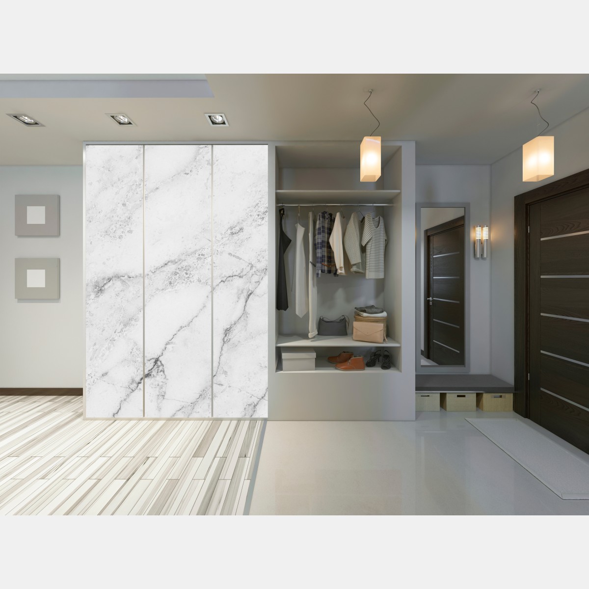 Schrankaufkleber weiße marmortextur mit grauen adern – Wallnifity® Schrankaufkleber weiße marmortextur mit grauen adern – Wallnifity®