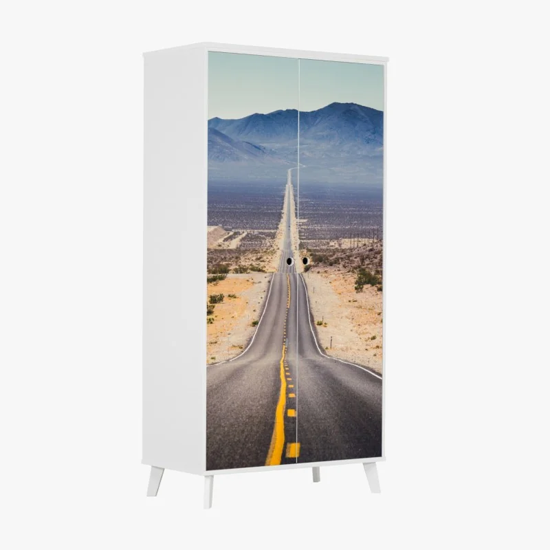 Schrankaufkleber endlose wüstenstraße in die berge – Wallnifity® Schrankaufkleber endlose wüstenstraße in die berge – Wallnifity®