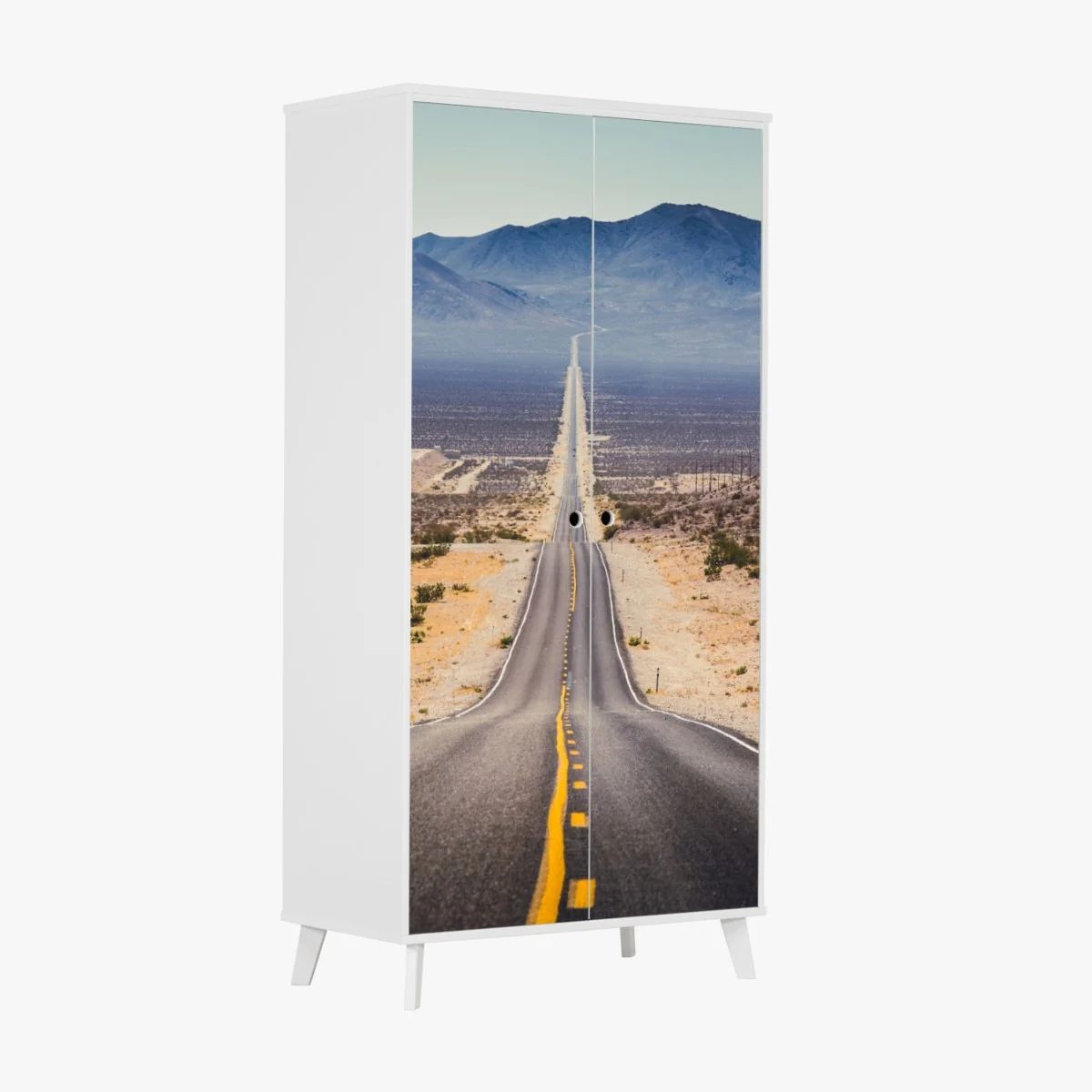 Schrankaufkleber endlose wüstenstraße in die berge – Wallnifity® Schrankaufkleber endlose wüstenstraße in die berge – Wallnifity®