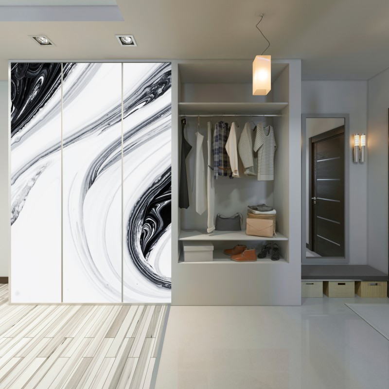 Schrankaufkleber monochromer marmorswirbel – Wallnifity® Schrankaufkleber monochromer marmorswirbel – Wallnifity®