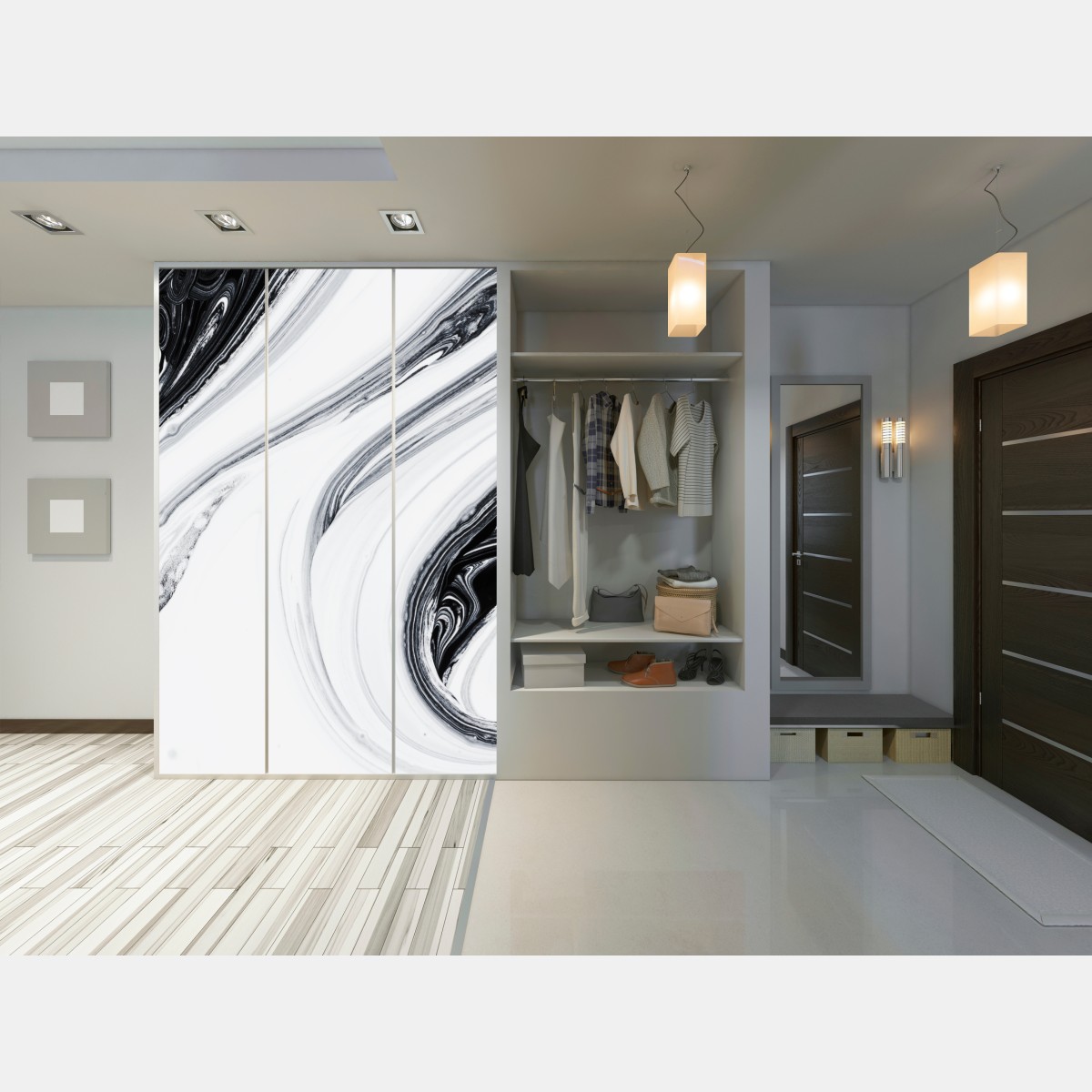 Schrankaufkleber monochromer marmorswirbel – Wallnifity® Schrankaufkleber monochromer marmorswirbel – Wallnifity®