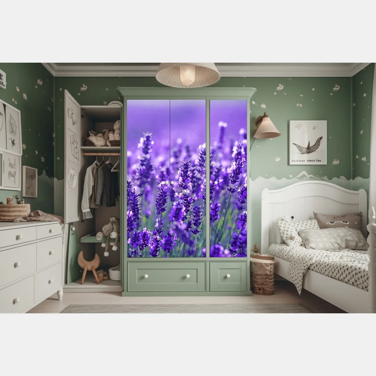 Schrankaufkleber lavendelfeld nahaufnahme – Wallnifity® Schrankaufkleber lavendelfeld nahaufnahme – Wallnifity®