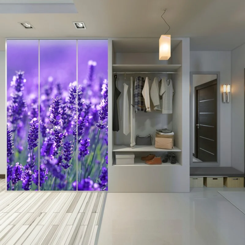Schrankaufkleber lavendelfeld nahaufnahme – Wallnifity® Schrankaufkleber lavendelfeld nahaufnahme – Wallnifity®
