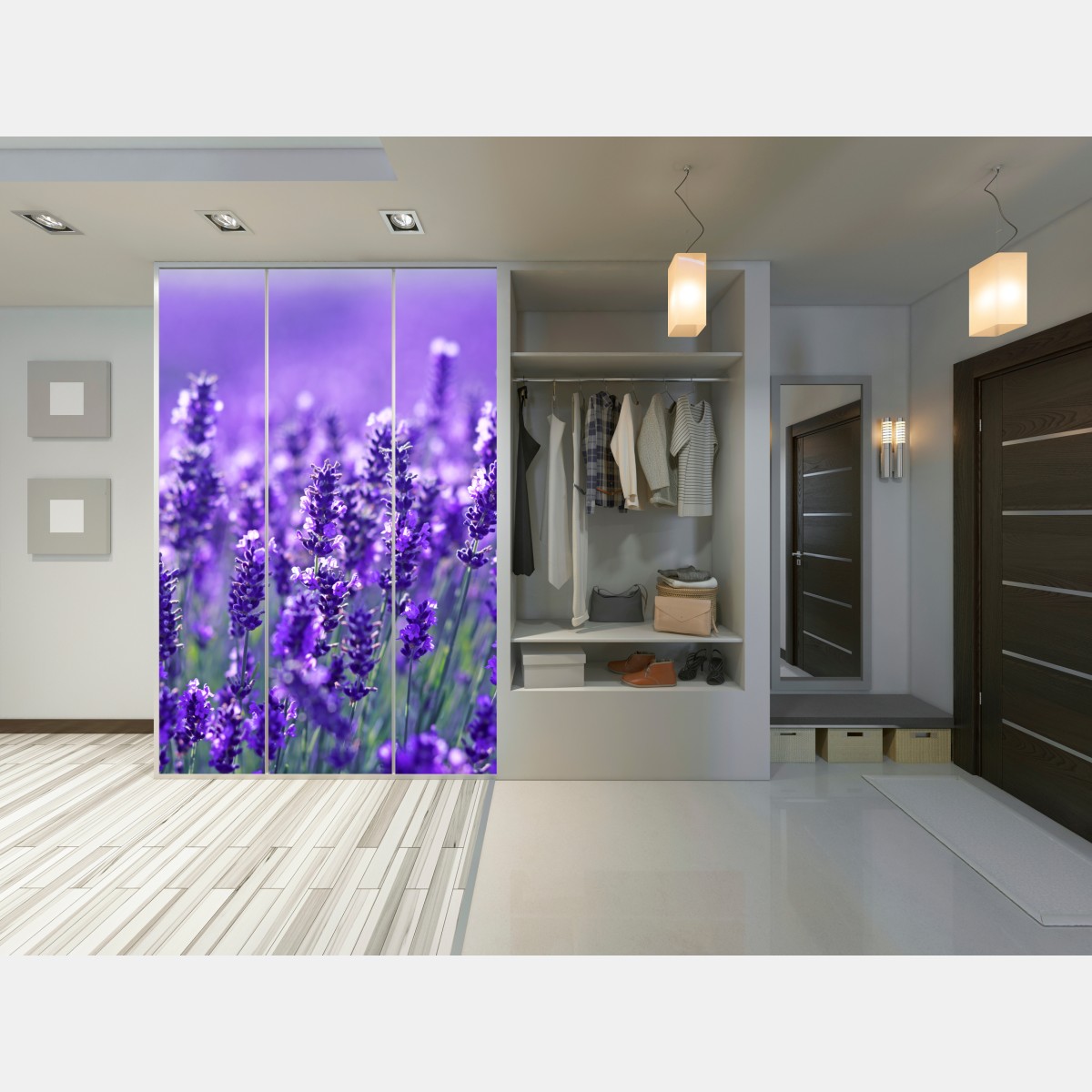 Schrankaufkleber lavendelfeld nahaufnahme – Wallnifity® Schrankaufkleber lavendelfeld nahaufnahme – Wallnifity®