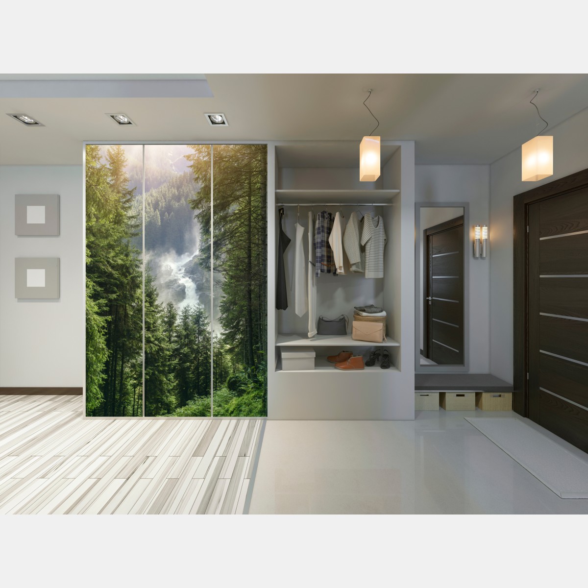 Schrankaufkleber Krimml wasserfall im üppigen alpinen wald – Wallnifity® Schrankaufkleber Krimml wasserfall im üppigen alpinen wald – Wallnifity®