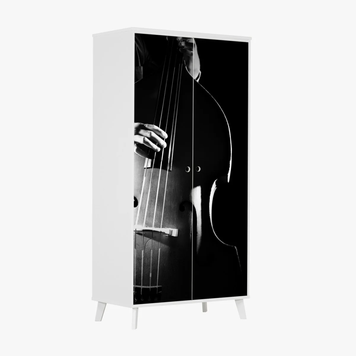 Schrankaufkleber kontrabassist im dramatischen licht – Wallnifity® Schrankaufkleber kontrabassist im dramatischen licht – Wallnifity®