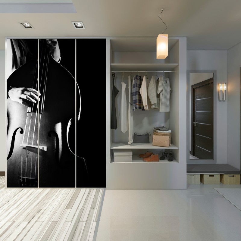 Schrankaufkleber kontrabassist im dramatischen licht – Wallnifity® Schrankaufkleber kontrabassist im dramatischen licht – Wallnifity®