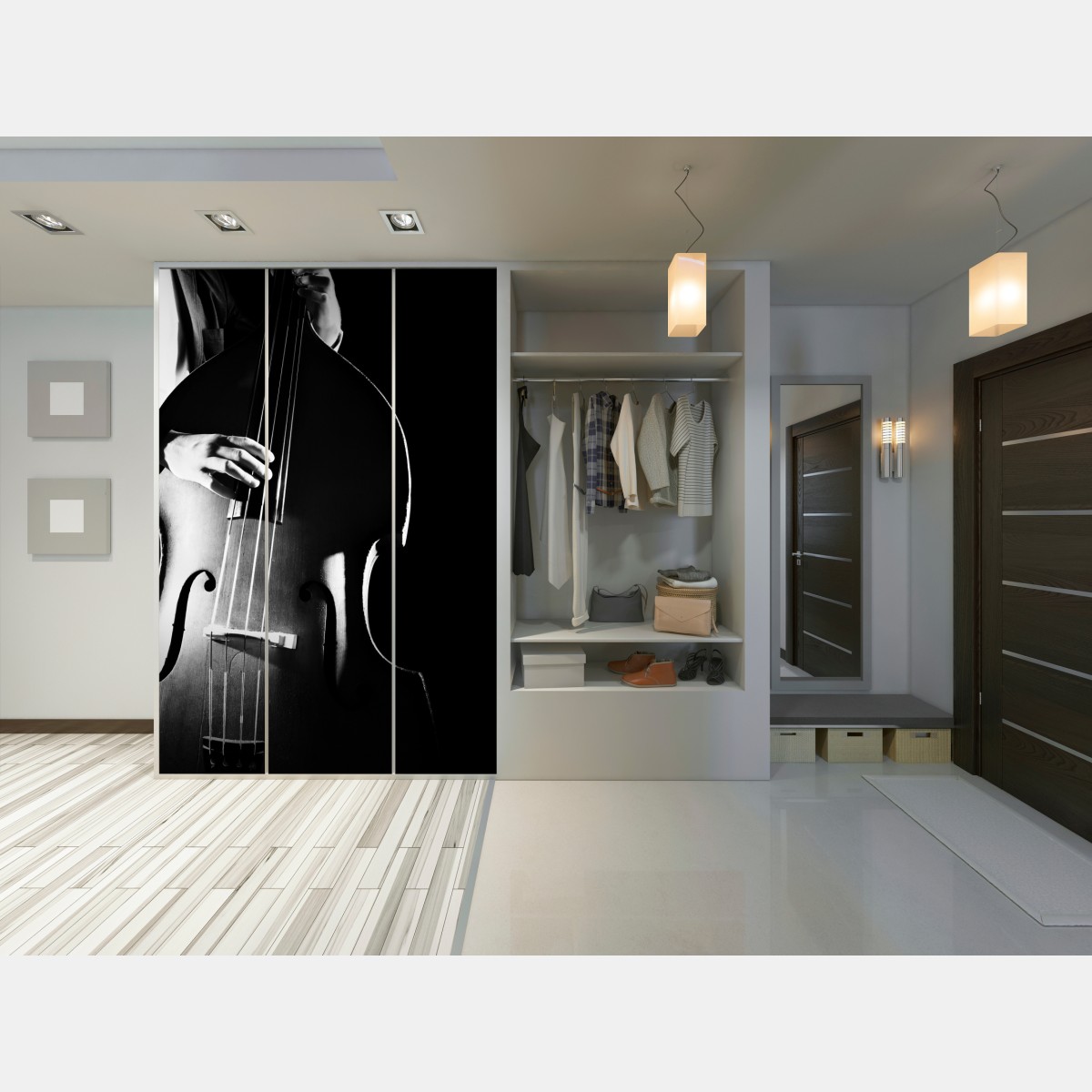 Schrankaufkleber kontrabassist im dramatischen licht – Wallnifity® Schrankaufkleber kontrabassist im dramatischen licht – Wallnifity®