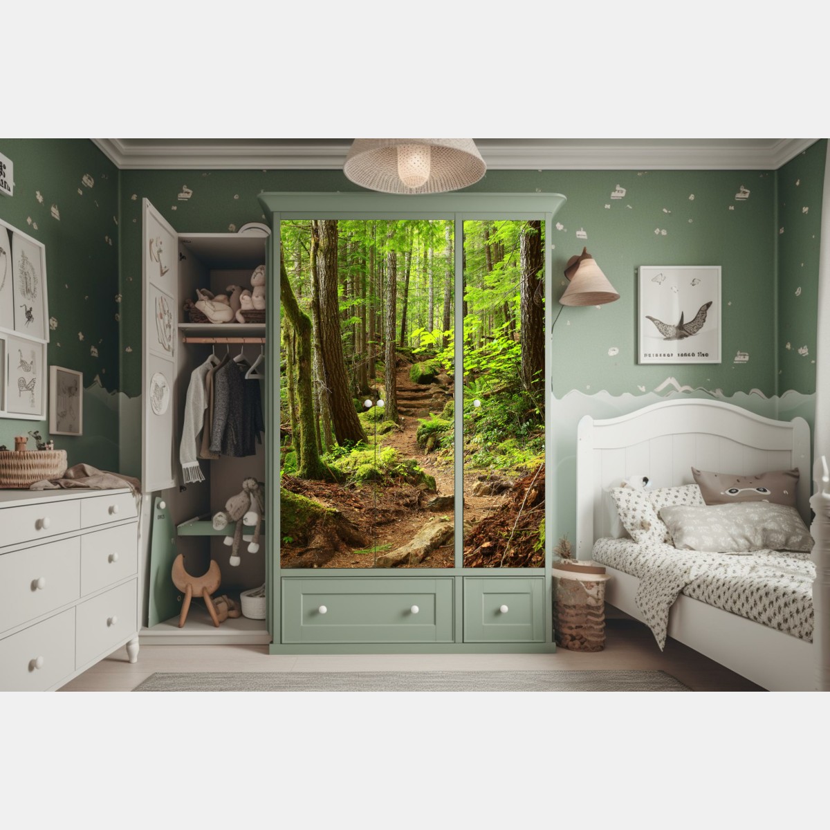 Schrankaufkleber moosiger waldpfad – Wallnifity® Schrankaufkleber moosiger waldpfad – Wallnifity®