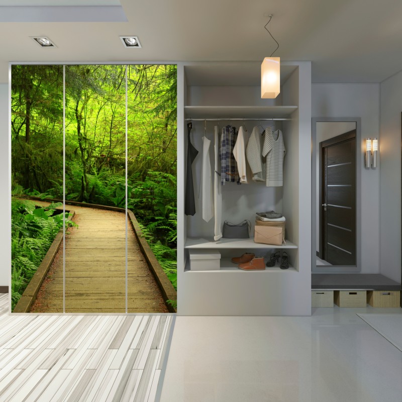 Schrankaufkleber ruhiger grüner waldsteg – Wallnifity® Schrankaufkleber ruhiger grüner waldsteg – Wallnifity®