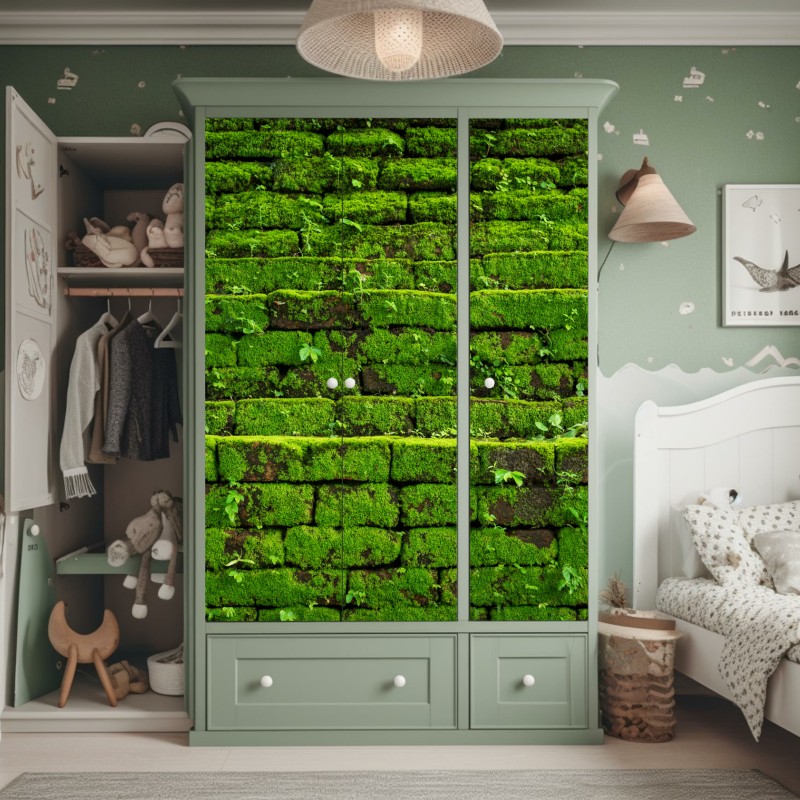 Schrankaufkleber sonniges Santorini blaue kuppeln und meerblick – Wallnifity®