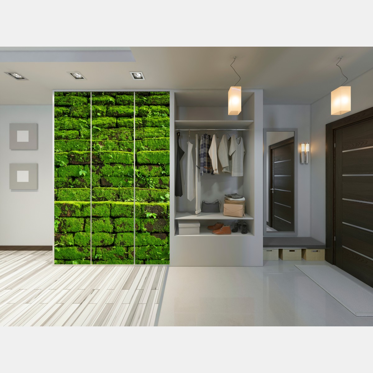 Schrankaufkleber üppige moosbedeckte ziegelwand – Wallnifity® Schrankaufkleber üppige moosbedeckte ziegelwand – Wallnifity®