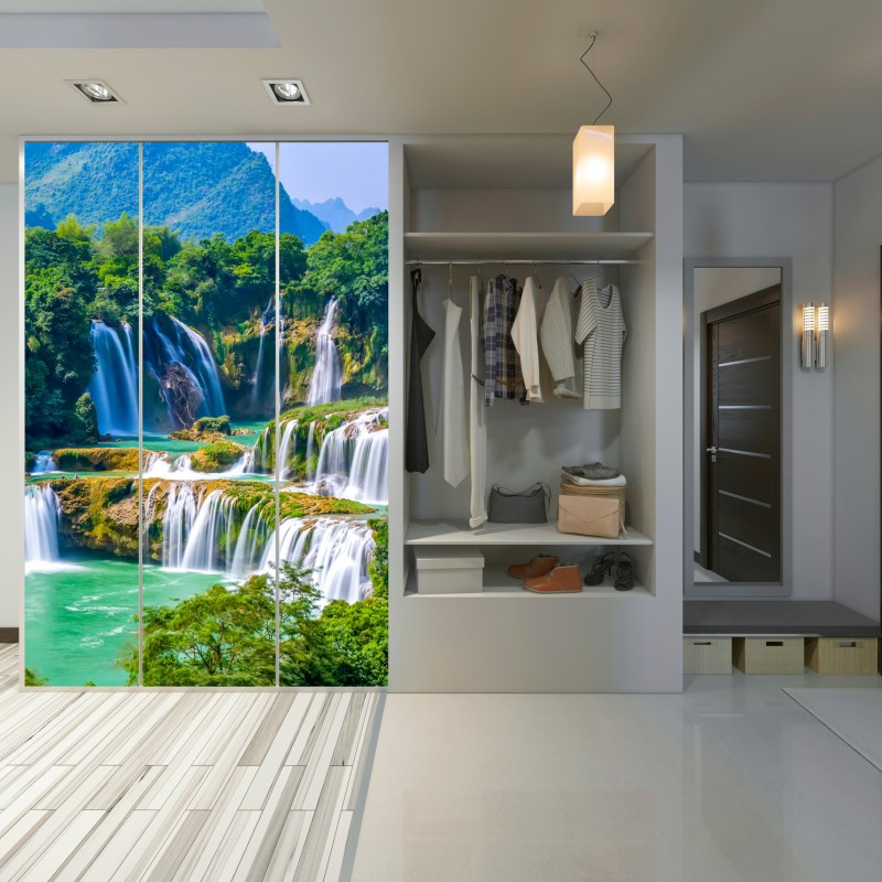 Schrankaufkleber smaragdgrüne kaskaden – Wallnifity® Schrankaufkleber smaragdgrüne kaskaden – Wallnifity®