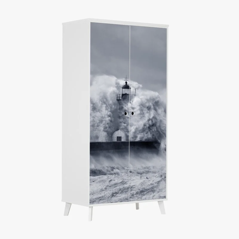 Schrankaufkleber leuchtturm von mächtigen wellen umgeben – Wallnifity® Schrankaufkleber leuchtturm von mächtigen wellen umgeben – Wallnifity®