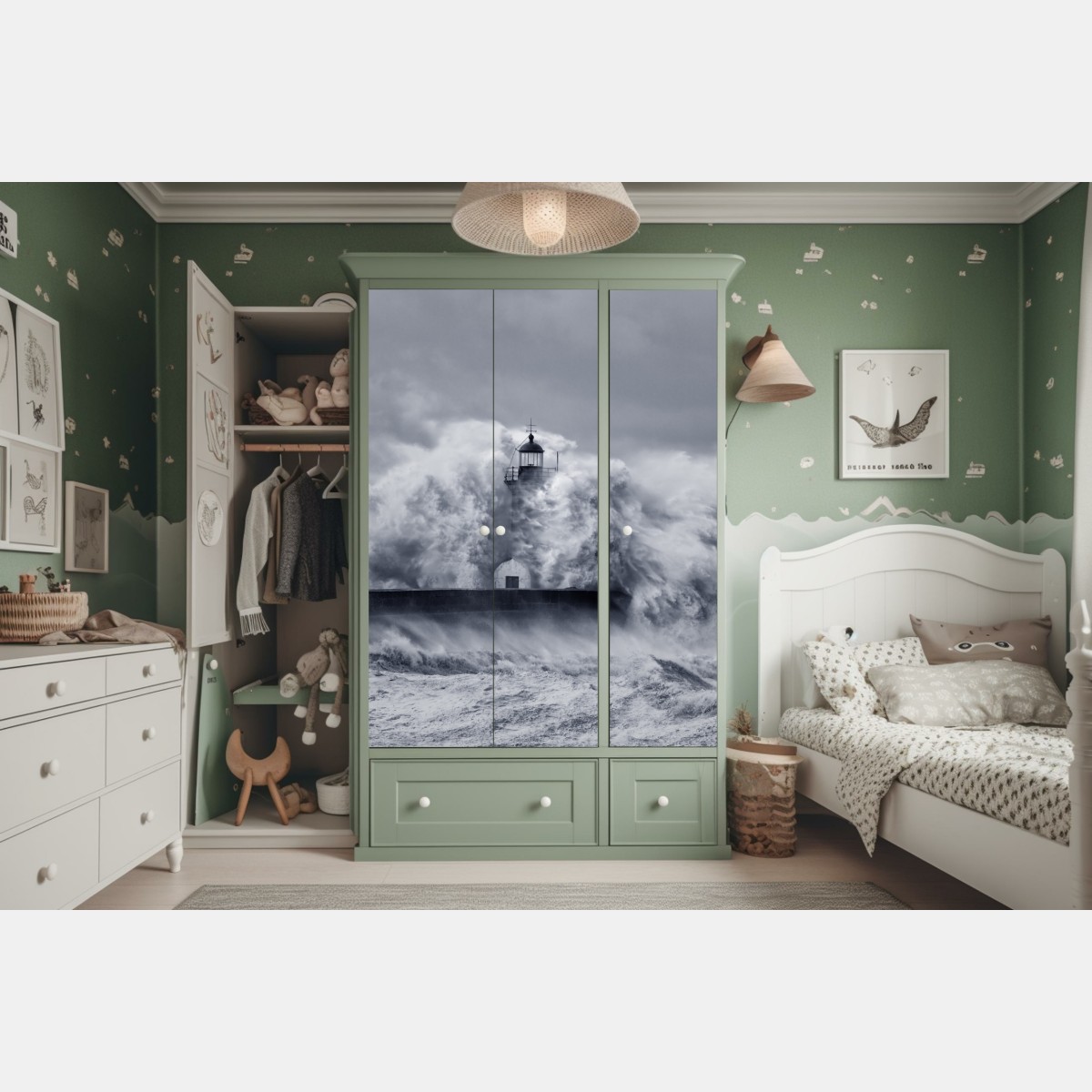 Schrankaufkleber leuchtturm von mächtigen wellen umgeben – Wallnifity® Schrankaufkleber leuchtturm von mächtigen wellen umgeben – Wallnifity®