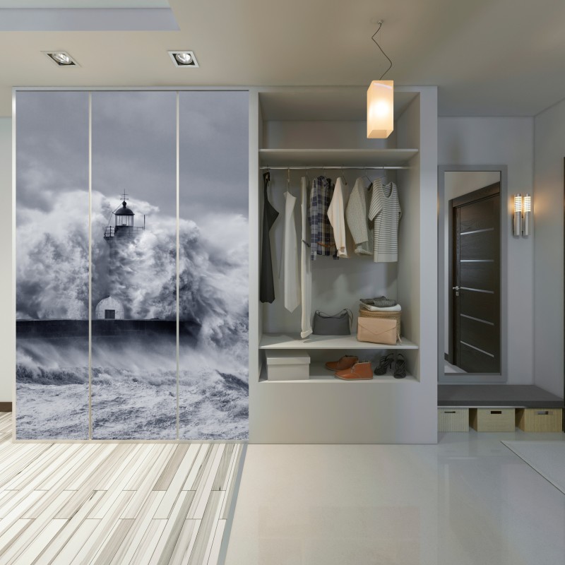Schrankaufkleber leuchtturm von mächtigen wellen umgeben – Wallnifity® Schrankaufkleber leuchtturm von mächtigen wellen umgeben – Wallnifity®