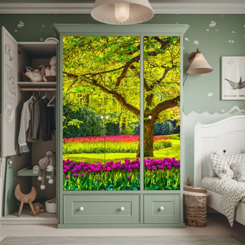Schrankaufkleber bunter tulpengarten in Keukenhof – Wallnifity®