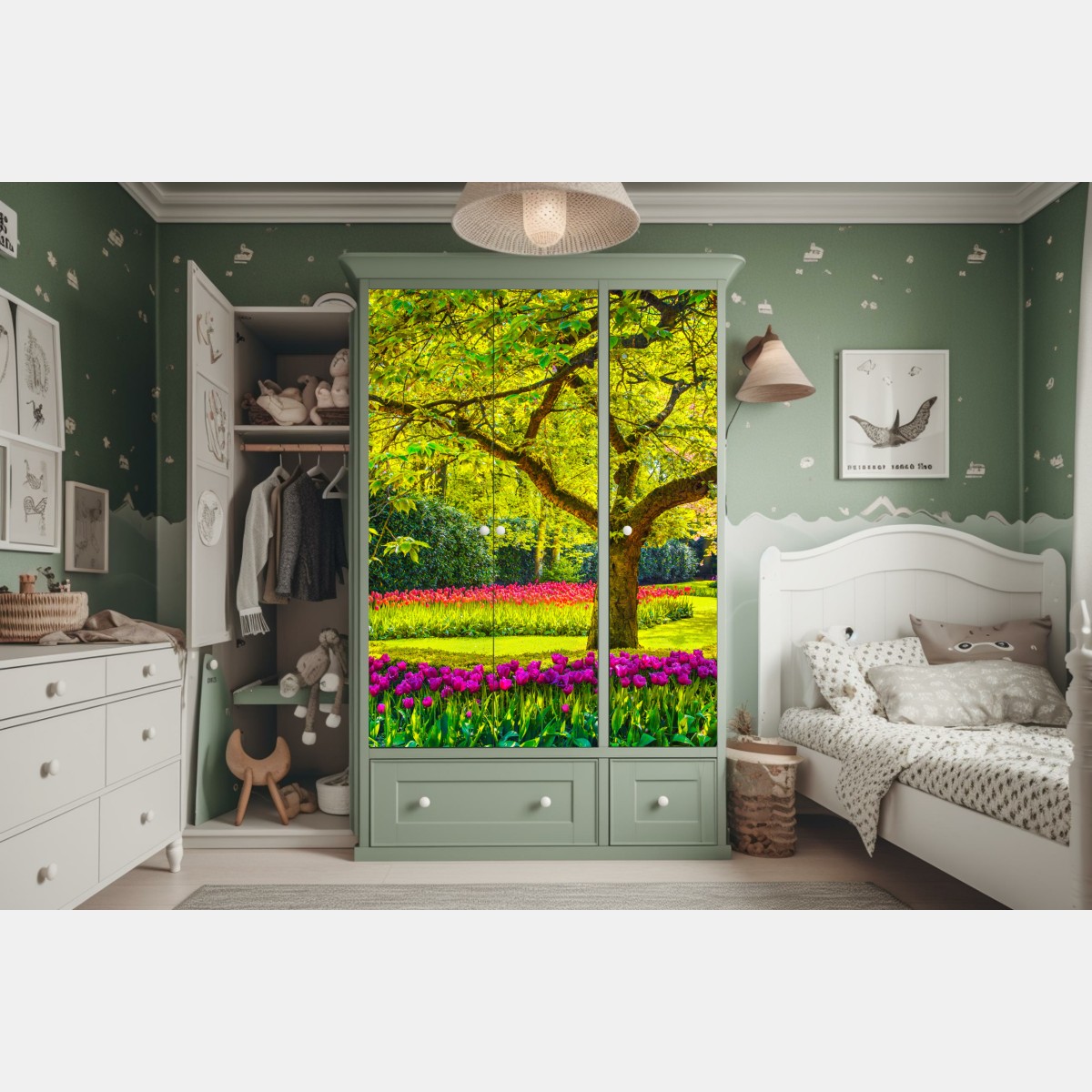 Schrankaufkleber bunter tulpengarten in Keukenhof – Wallnifity®