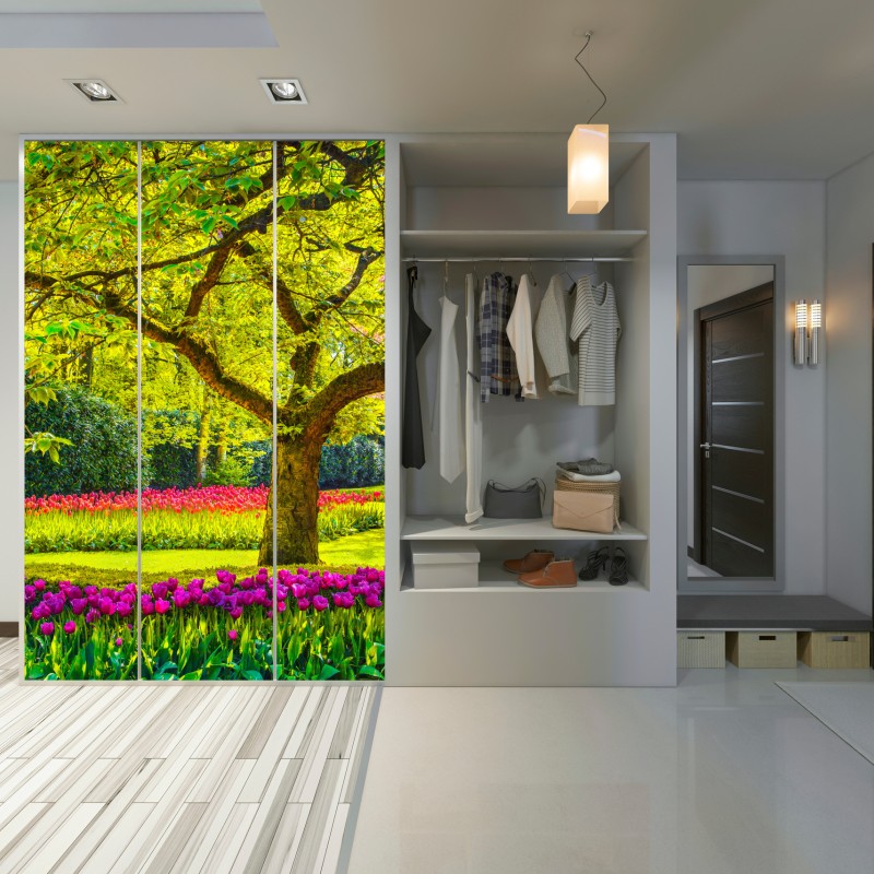 Schrankaufkleber bunter tulpengarten in Keukenhof – Wallnifity®