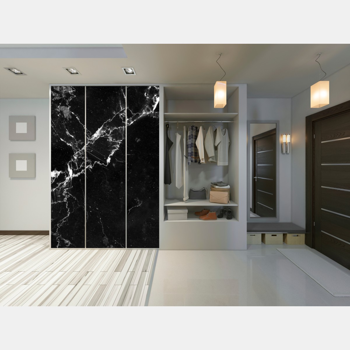 Schrankaufkleber schwarzer marmor mit adern – Wallnifity® Schrankaufkleber schwarzer marmor mit adern – Wallnifity®