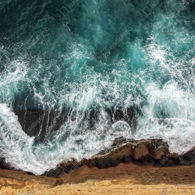 Schrankaufkleber türkise küste aus der vogelperspektive mit brandenden wellen – Wallnifity® Schrankaufkleber türkise küste aus der vogelperspektive mit brandenden wellen – Wallnifity®