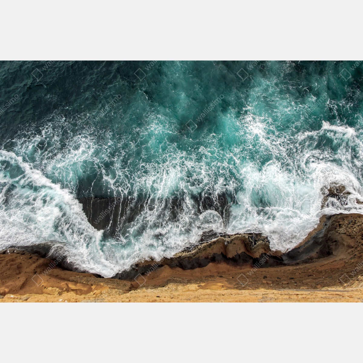 Schrankaufkleber türkise küste aus der vogelperspektive mit brandenden wellen – Wallnifity® Schrankaufkleber türkise küste aus der vogelperspektive mit brandenden wellen – Wallnifity®