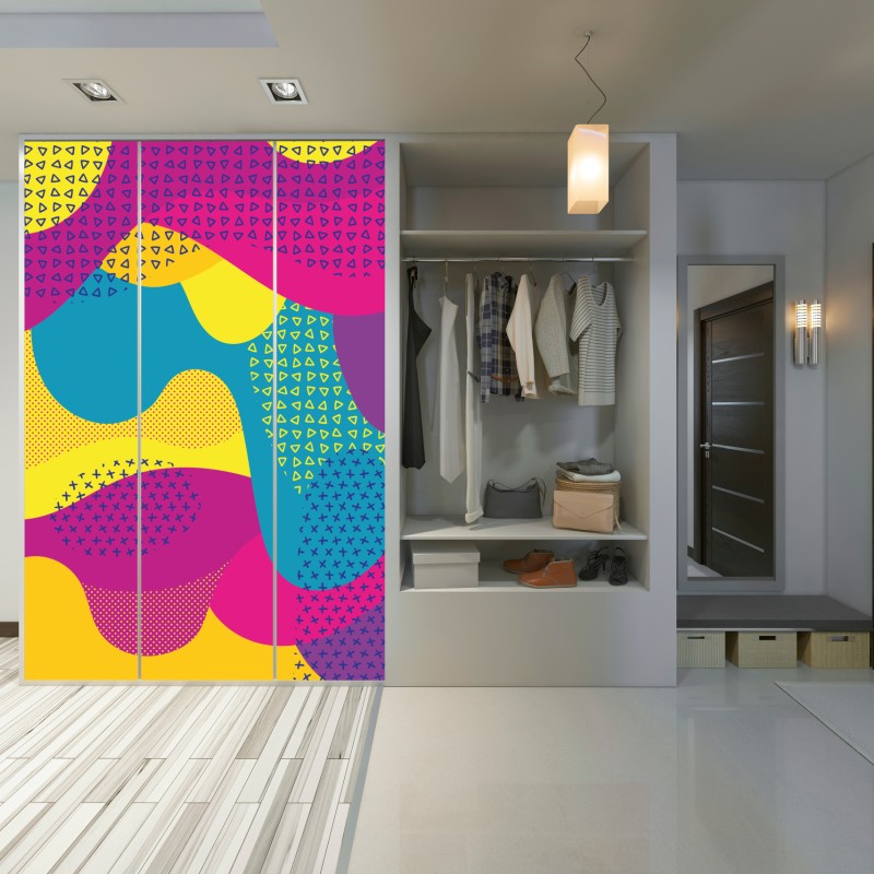 Schrankaufkleber leuchtendes abstraktes wellenmuster – Wallnifity® Schrankaufkleber leuchtendes abstraktes wellenmuster – Wallnifity®