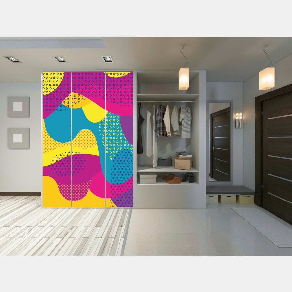 Schrankaufkleber leuchtendes abstraktes wellenmuster – Wallnifity® Schrankaufkleber leuchtendes abstraktes wellenmuster – Wallnifity®