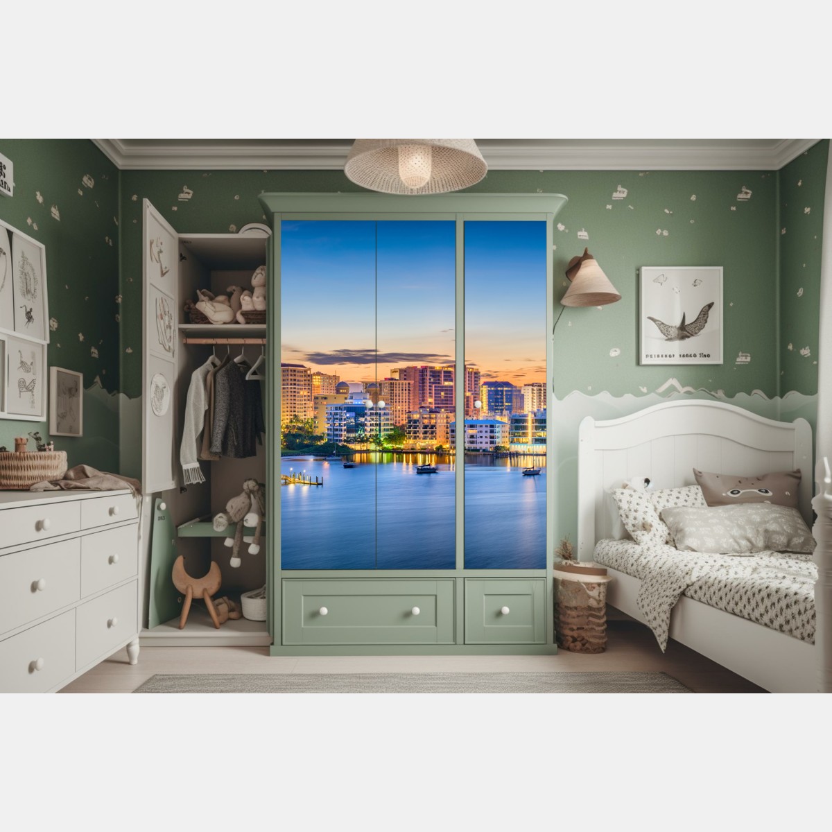 Schrankaufkleber Sarasota bei dämmerung über der bucht – Wallnifity® Schrankaufkleber Sarasota bei dämmerung über der bucht – Wallnifity®