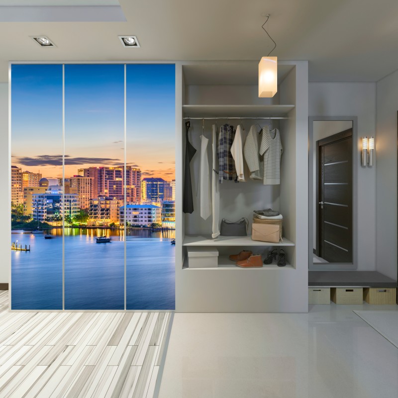 Schrankaufkleber Sarasota bei dämmerung über der bucht – Wallnifity® Schrankaufkleber Sarasota bei dämmerung über der bucht – Wallnifity®