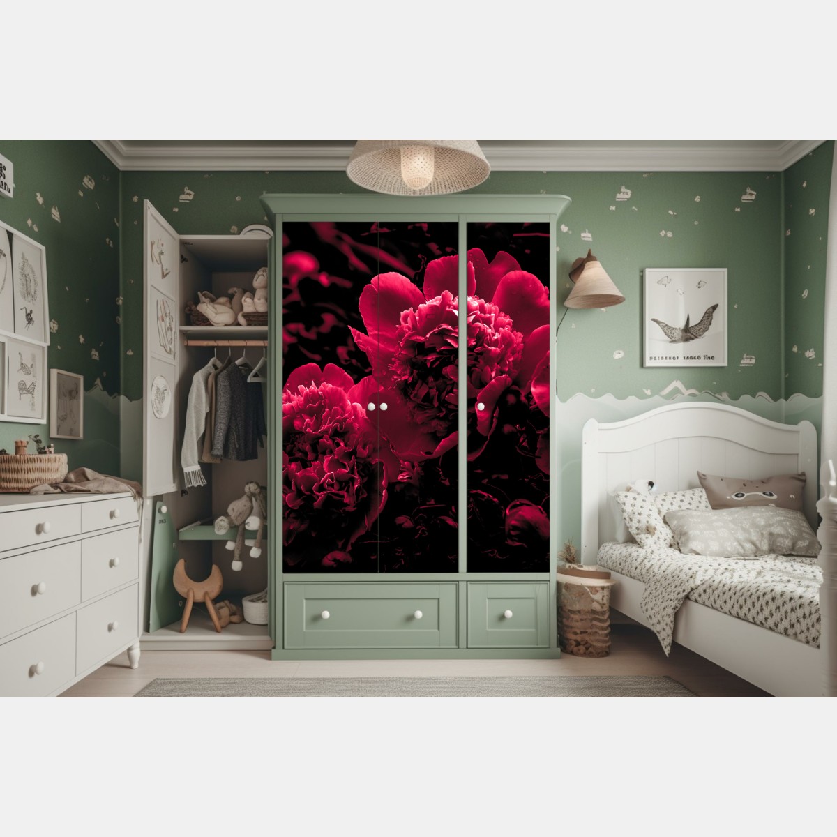 Schrankaufkleber stimmungsvolle rosa pfingstrosen – Wallnifity® Schrankaufkleber stimmungsvolle rosa pfingstrosen – Wallnifity®