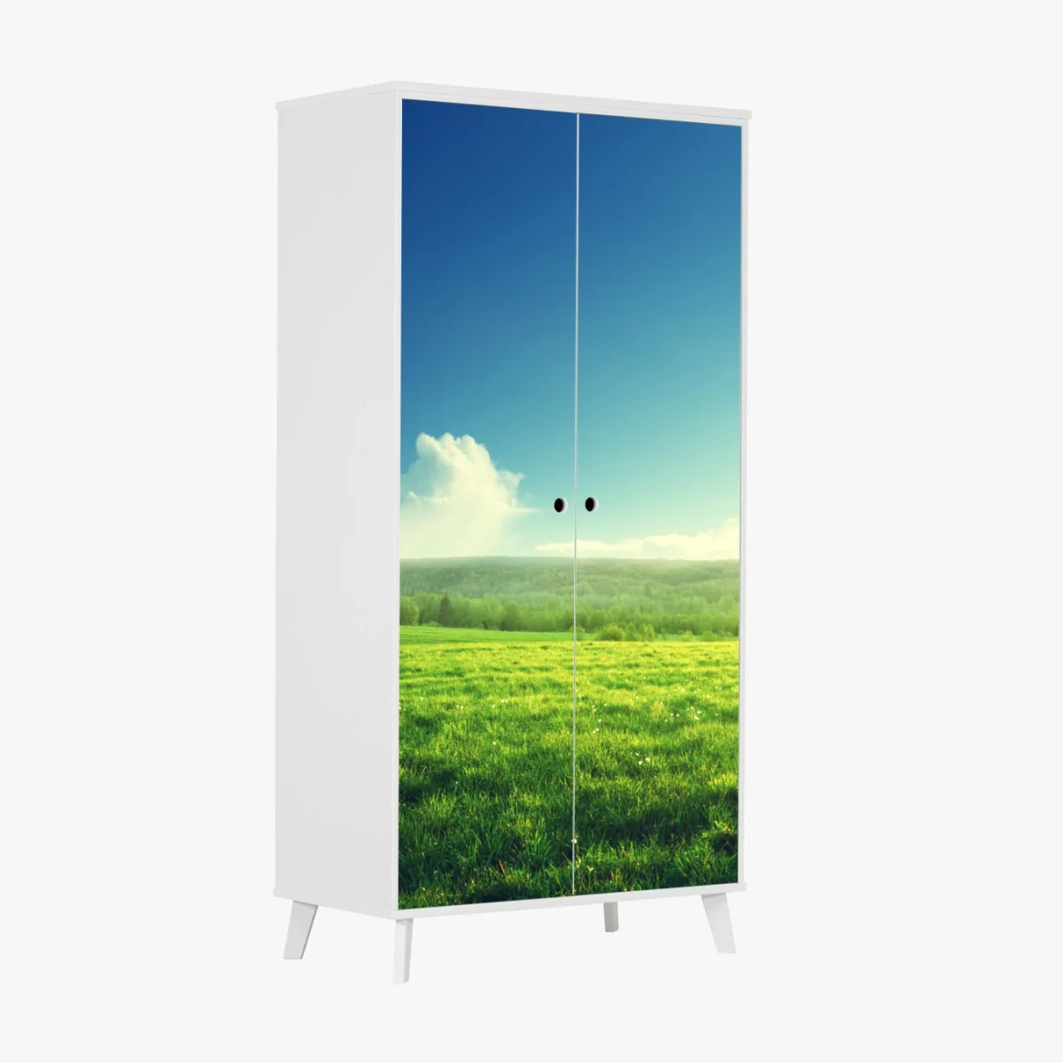 Schrankaufkleber sonnige frühlingswiese im abendlicht – Wallnifity® Schrankaufkleber sonnige frühlingswiese im abendlicht – Wallnifity®