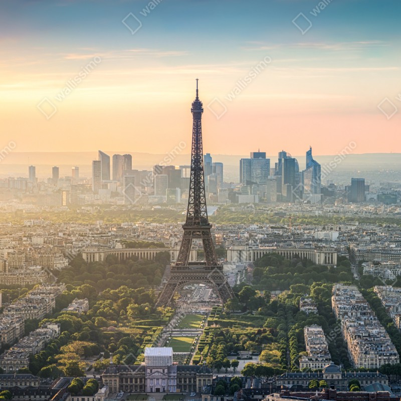 Schrankaufkleber Paris stadtbild bei sonnenuntergang mit dem Eiffelturm – Wallnifity® Schrankaufkleber Paris stadtbild bei sonnenuntergang mit dem Eiffelturm – Wallnifity®