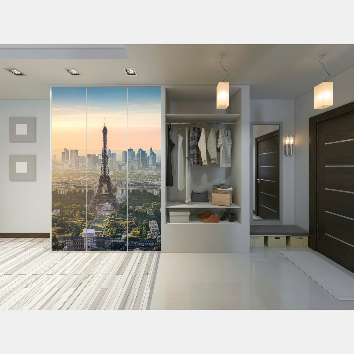 Schrankaufkleber Paris stadtbild bei sonnenuntergang mit dem Eiffelturm – Wallnifity® Schrankaufkleber Paris stadtbild bei sonnenuntergang mit dem Eiffelturm – Wallnifity®