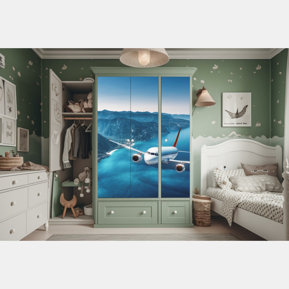 Schrankaufkleber küstenflug über türkisblauem meer – Wallnifity® Schrankaufkleber küstenflug über türkisblauem meer – Wallnifity®