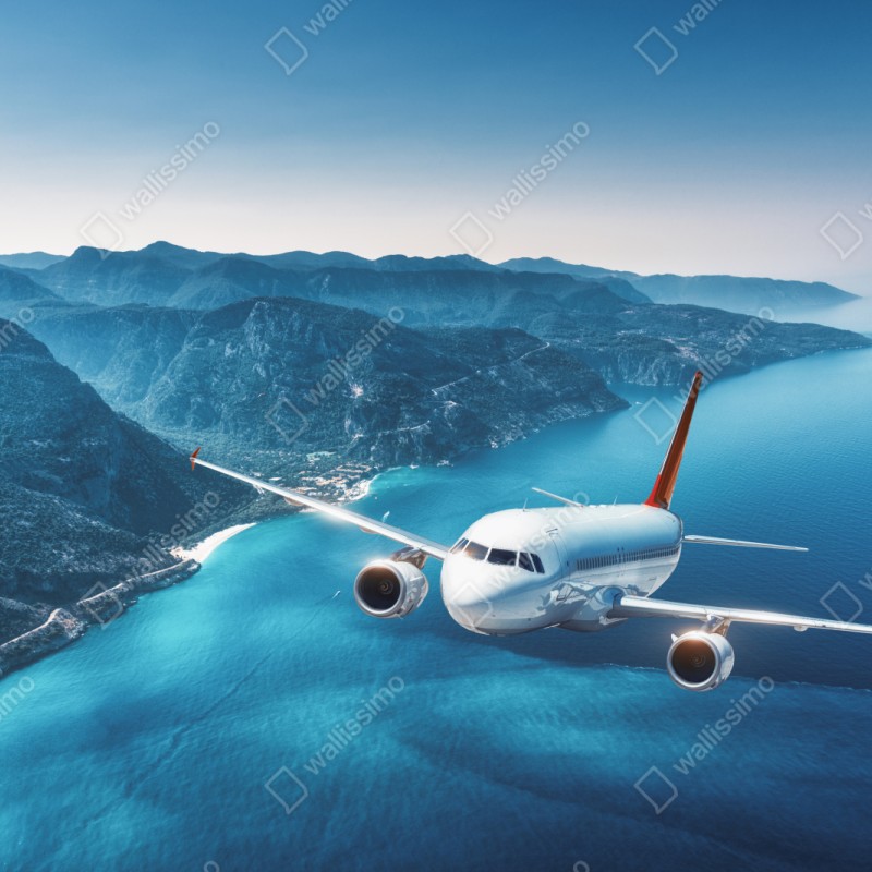 Schrankaufkleber küstenflug über türkisblauem meer – Wallnifity® Schrankaufkleber küstenflug über türkisblauem meer – Wallnifity®